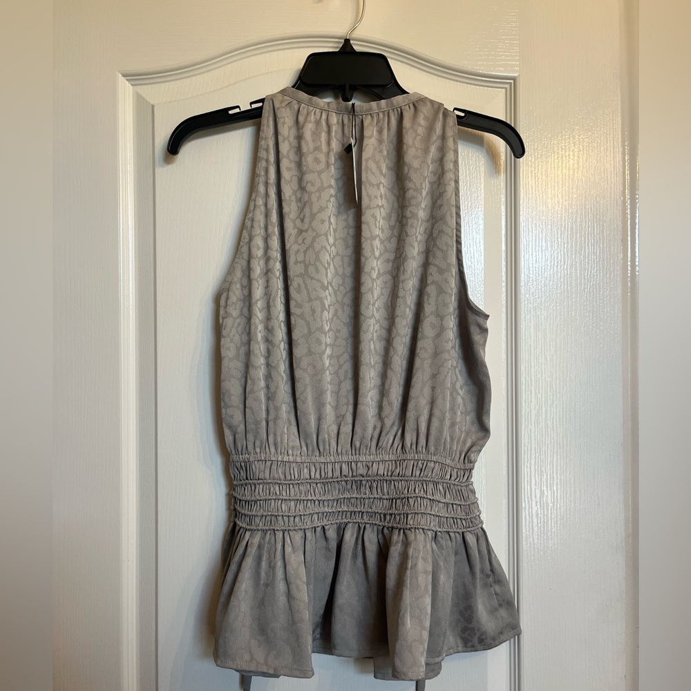 Current Air Light Gray Smocked Waist Peplum Camisole
